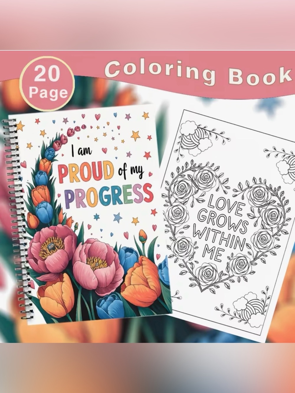 Inspirational Floral Coloring Book - Proud of My Progress